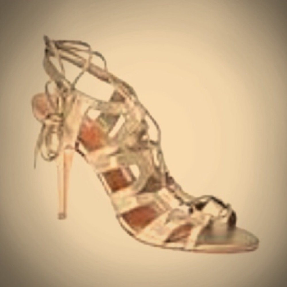 ALDO Metallic Leather Lace-Up Heels Sz 9